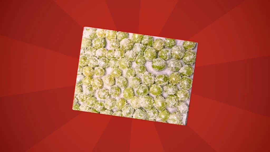 close up of the grapes after freezing