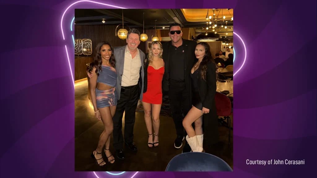 John Cerasani with friends at an upscale Las Vegas restaurant, capturing the lifestyle side of his casino trips