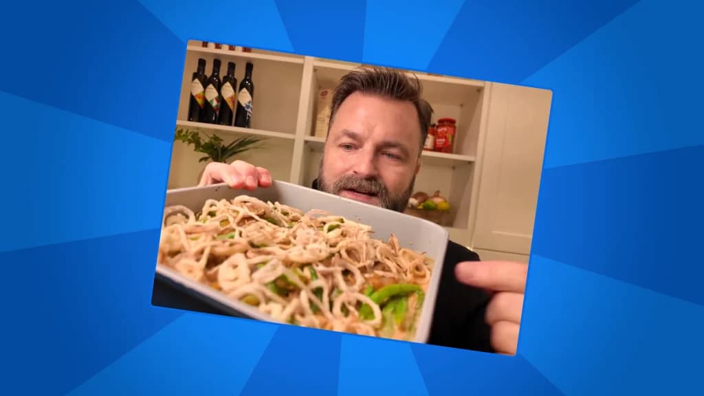Eric James presents his green bean casserole