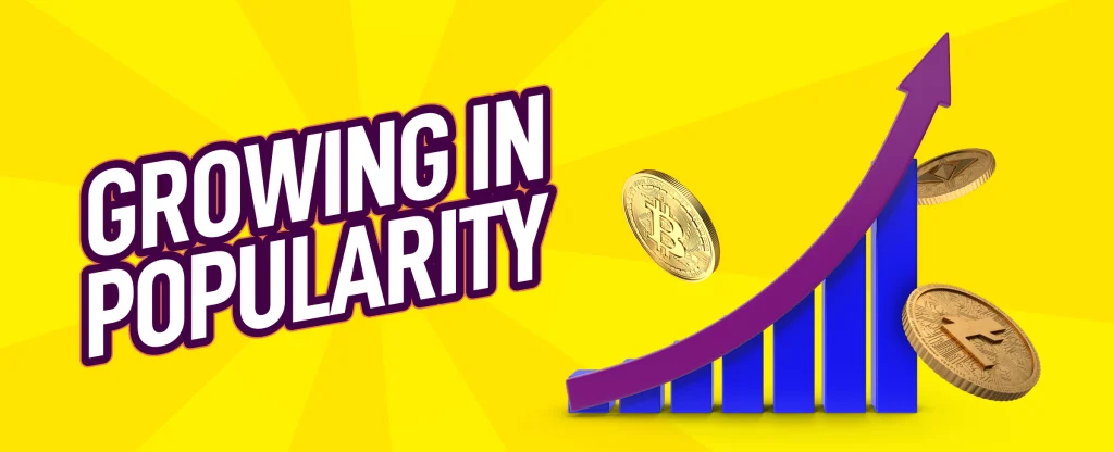 A chart with an arrow pointing up sits next to words that read ‘Growing in Popularity’ set against a yellow background.